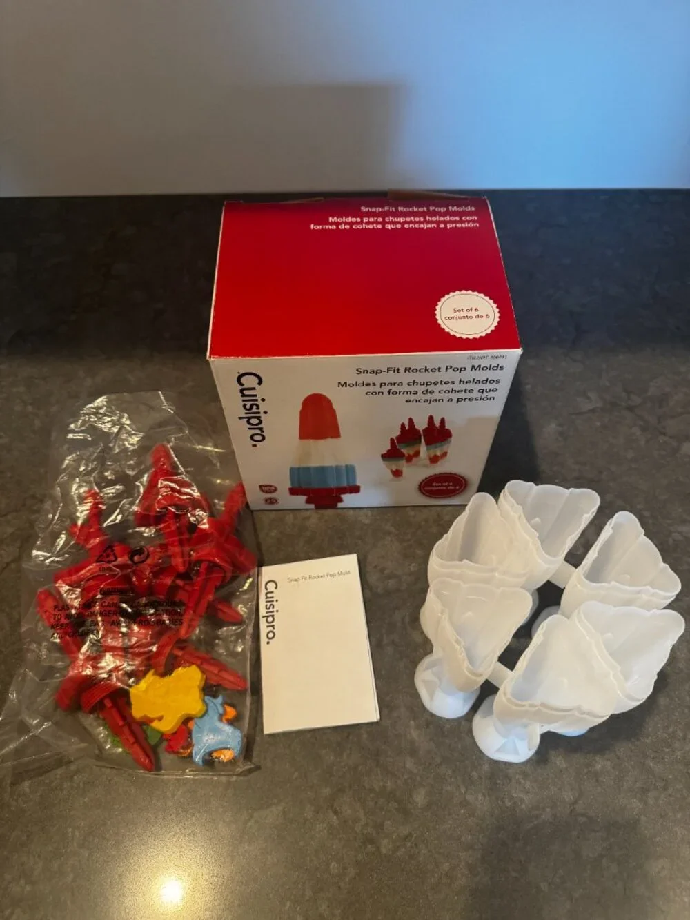 Cuisipro Snap Fit Rocket Pop Molds Set of 6 NIB Plus Animal Character Sticks